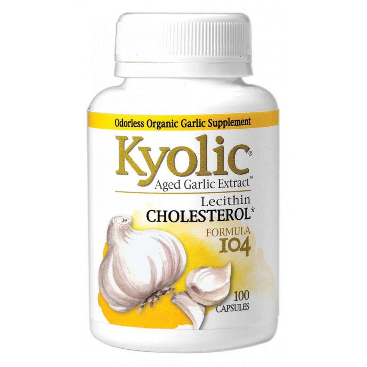 Wakunaga Kyolic Formula 104 Cholesterol Formula w/ Lecithin 100 Caps Herbs Wakunaga (1057880375339)