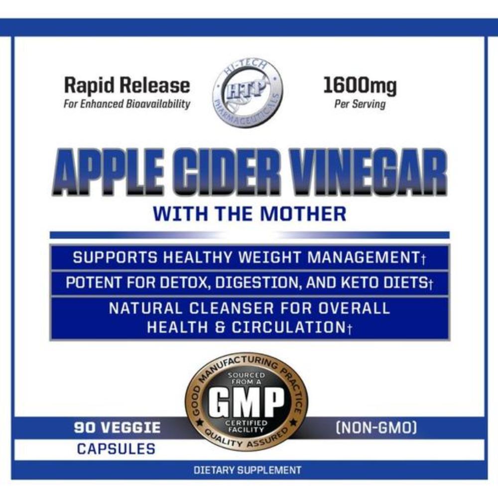 Hi Tech Pharmaceuticals Apple Cider Vinegar 90 Vege Capsules Specialty Health Products Hi-Tech Pharmaceuticals