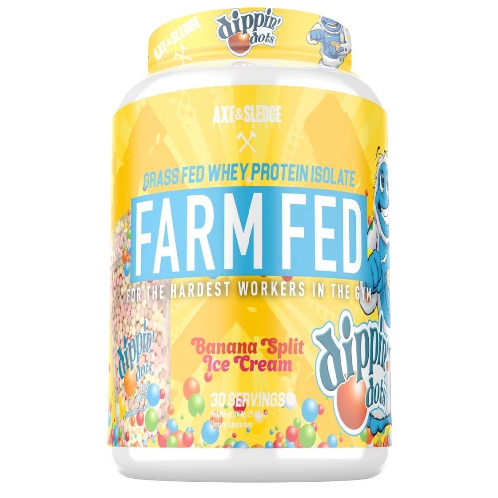 Axe & Sledge Farm Fed Protein 30 Servings Protein Powders AXE & SLEDGE Dippin Dots banana Split Ice Cream