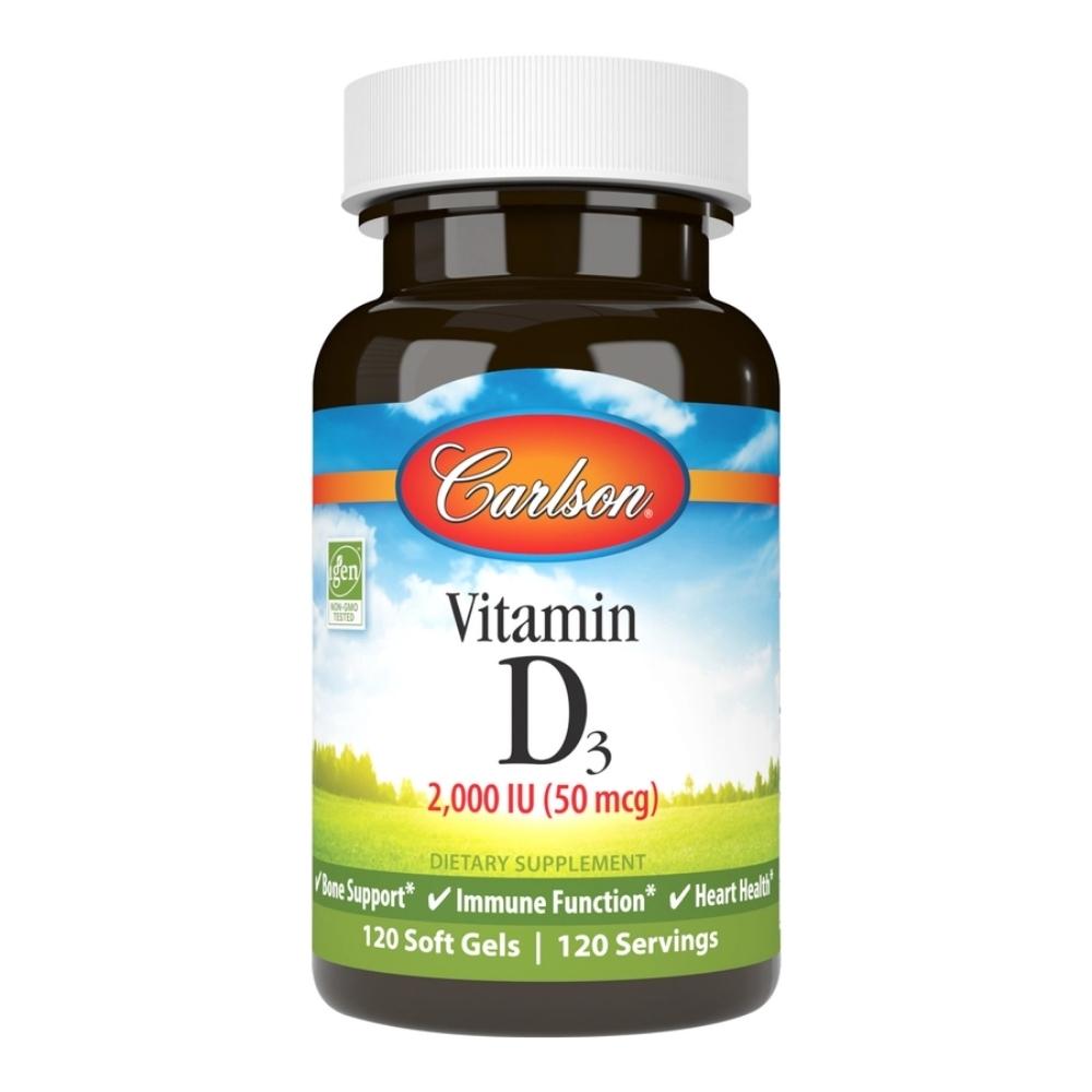Carlson Vitamin D-3 2000IU 120 Soft Gels Vitamins & Minerals Carlson