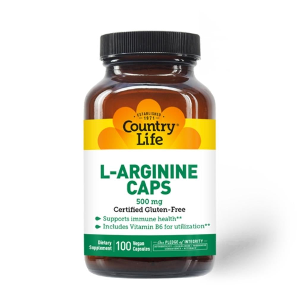 Country Life L-Arginine 500mg 100 Vegan Capsules Amino Acids Country Life