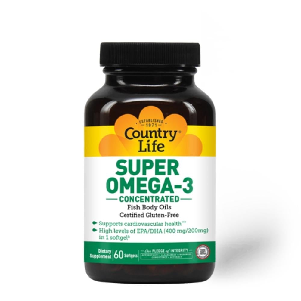 Country Life Super Omega-3 60 Soft Gels Essential Fatty Acids & - Oils Country Life
