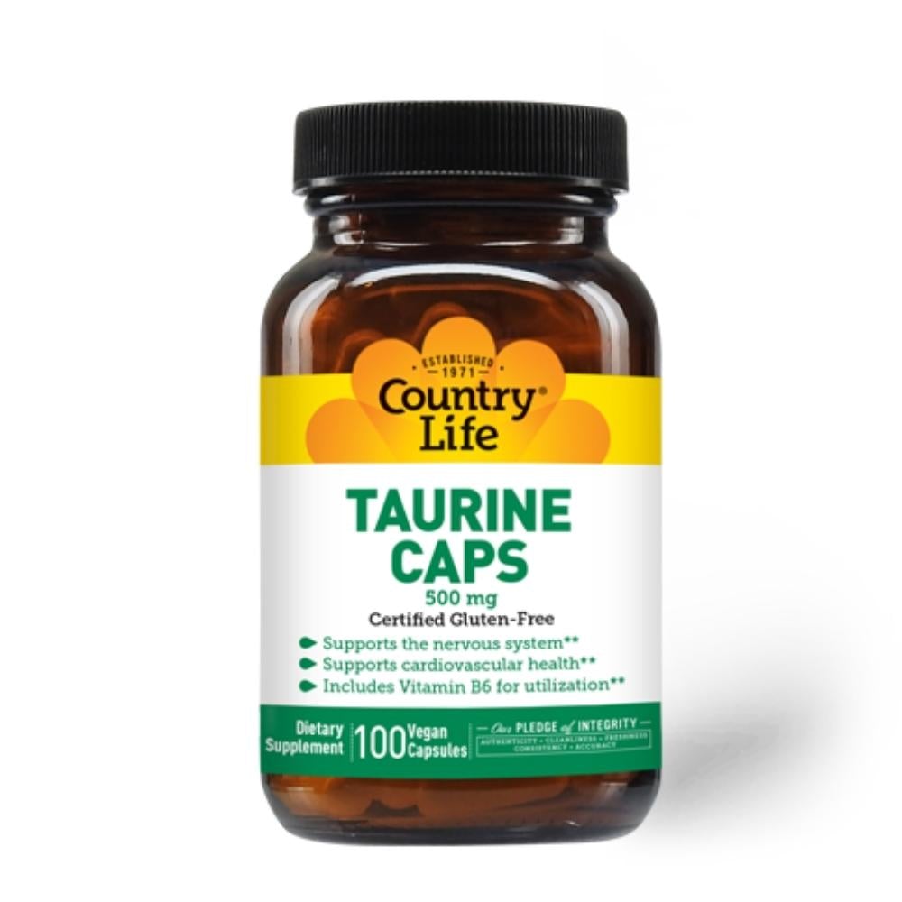 Country Life Taurine 500mg 100 Capsules Amino Acids Country Life