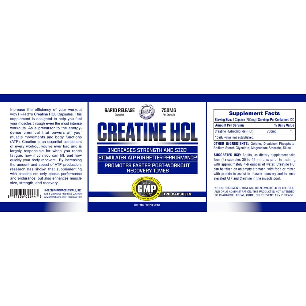 Hi Tech Pharmaceuticals Creatine HCL 120 Capsules Creatine Hi-Tech Pharmaceuticals