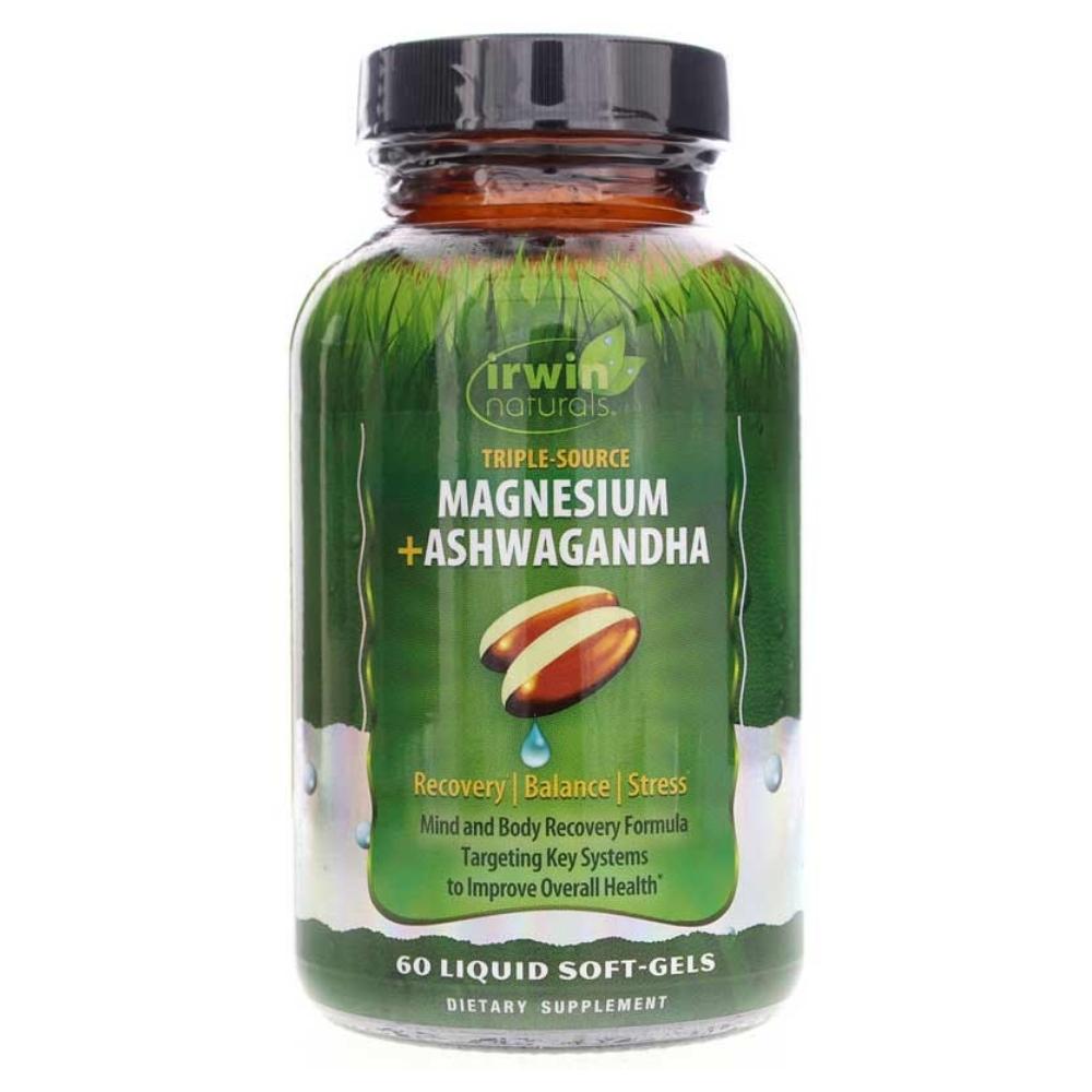 Irwin Naturals Magnesium + Ashwagandha 60 Liquid Soft Gels Vitamins & Minerals Irwin Naturals