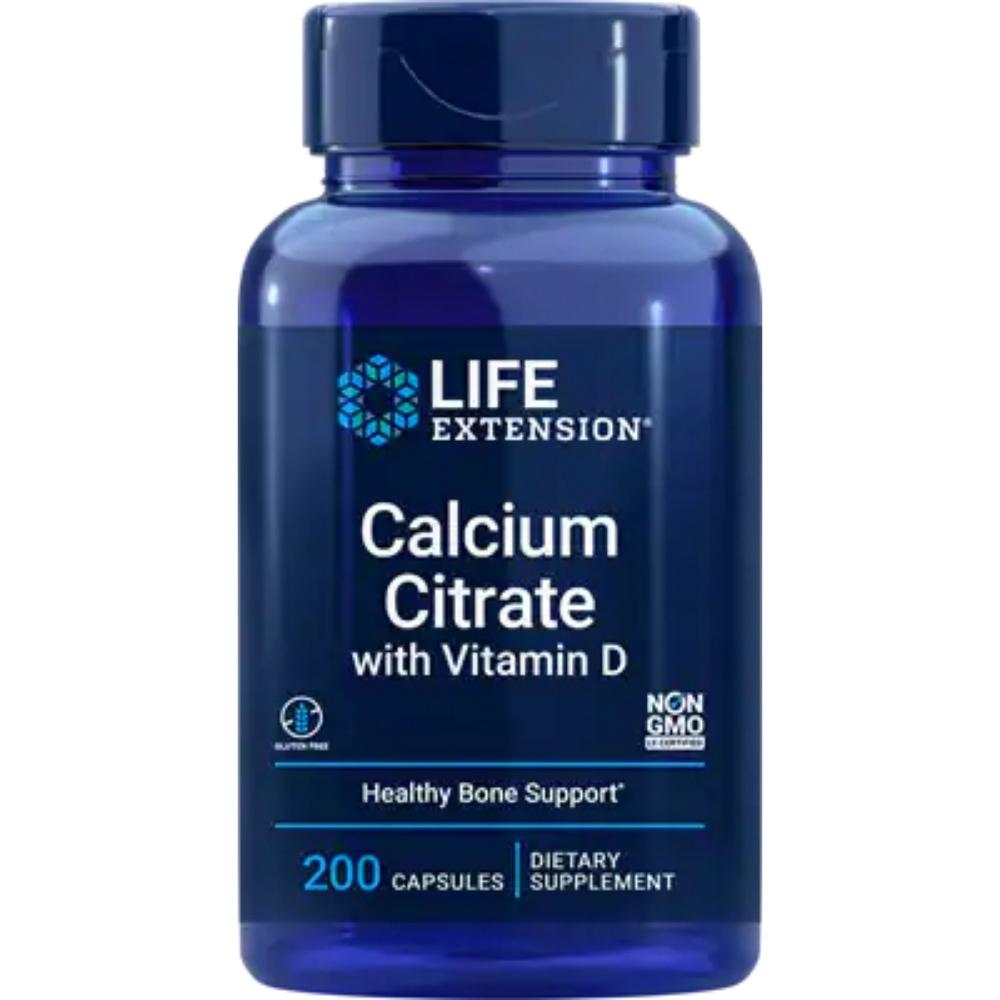 Life Extension Calcium Citrate With Vitamin D 200 Capsules Vitamins & Minerals Life Extension