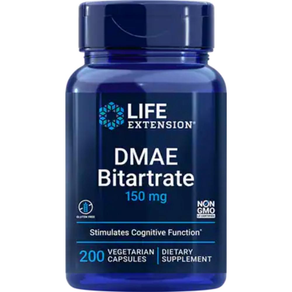 Life Extension DMAE Bitartrate (dimethylaminoethanol) 150mg 200 Vege Capsules Other Supplements Life Extension