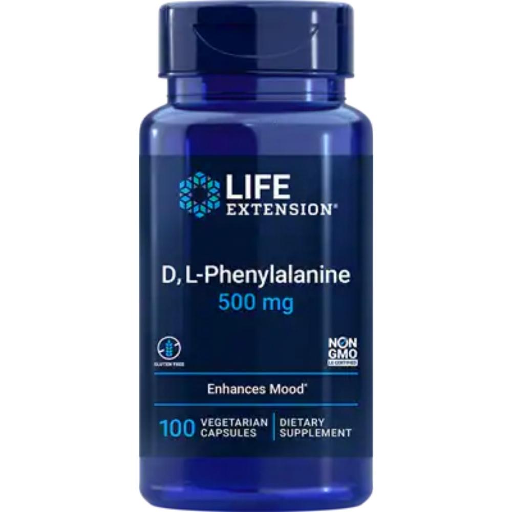Life Extension D,L-Phenylalanine 500mg 100 Capsules Amino Acids Life Extension