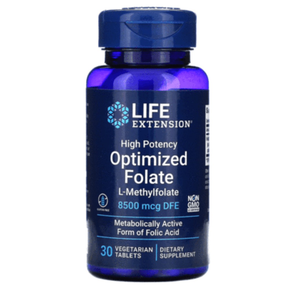 Life Extension High Potency Optimized Folate L-Methylfolate 5000mcg 30 Vege Tablets Vitamins & Minerals Life Extension