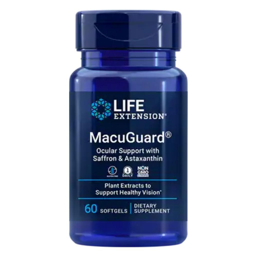 Life Extension MacuGuard Ocular Support w/ Saffron & Astaxanthin 60 Soft Gels Vitamins & Minerals Life Extension