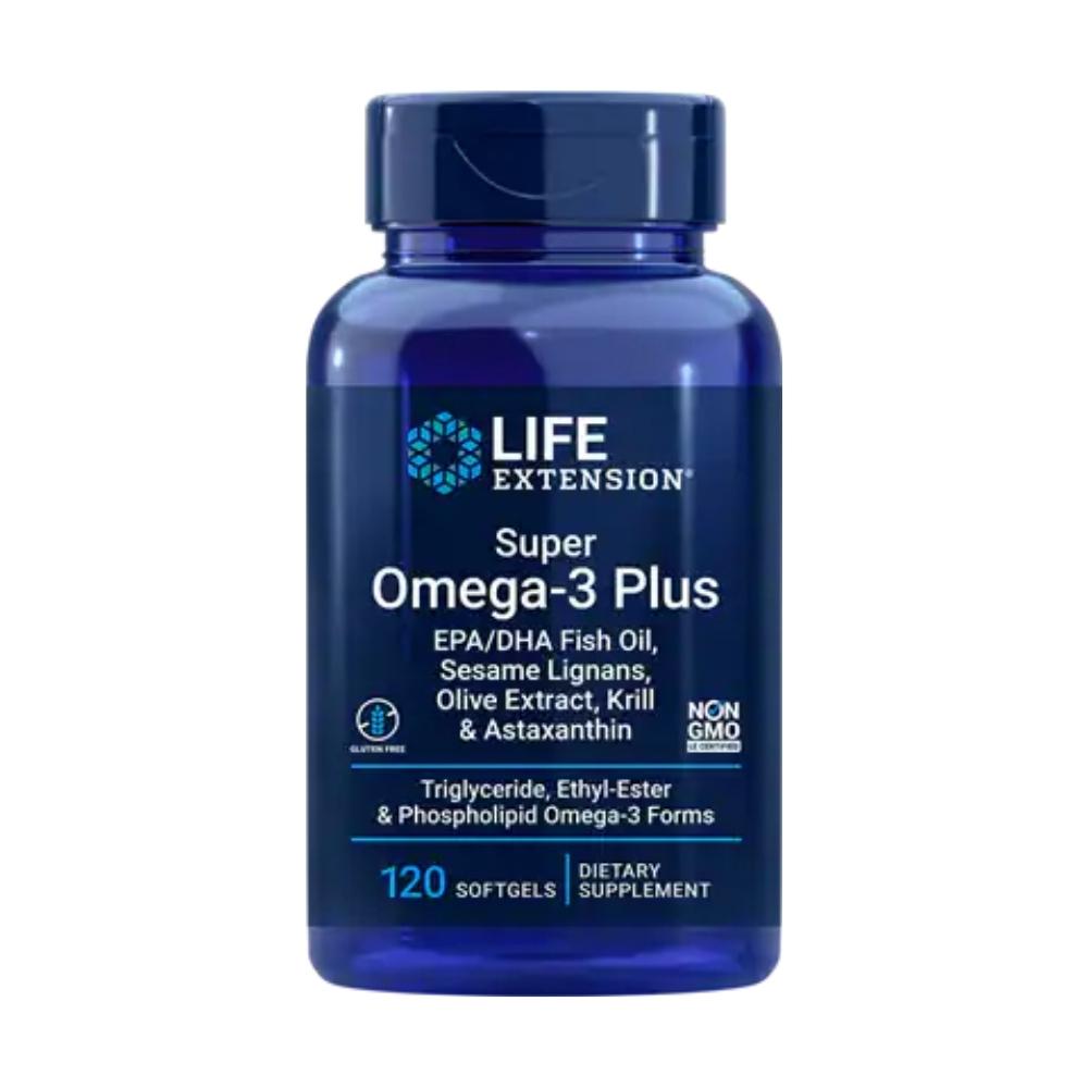 Life Extension Omega-3 Plus EPA/DHA with Sesame Lignans, Olive Extract, Krill & Astaxanthin 120 Softgels Omega Fatty Acids / EFAs Life Extension