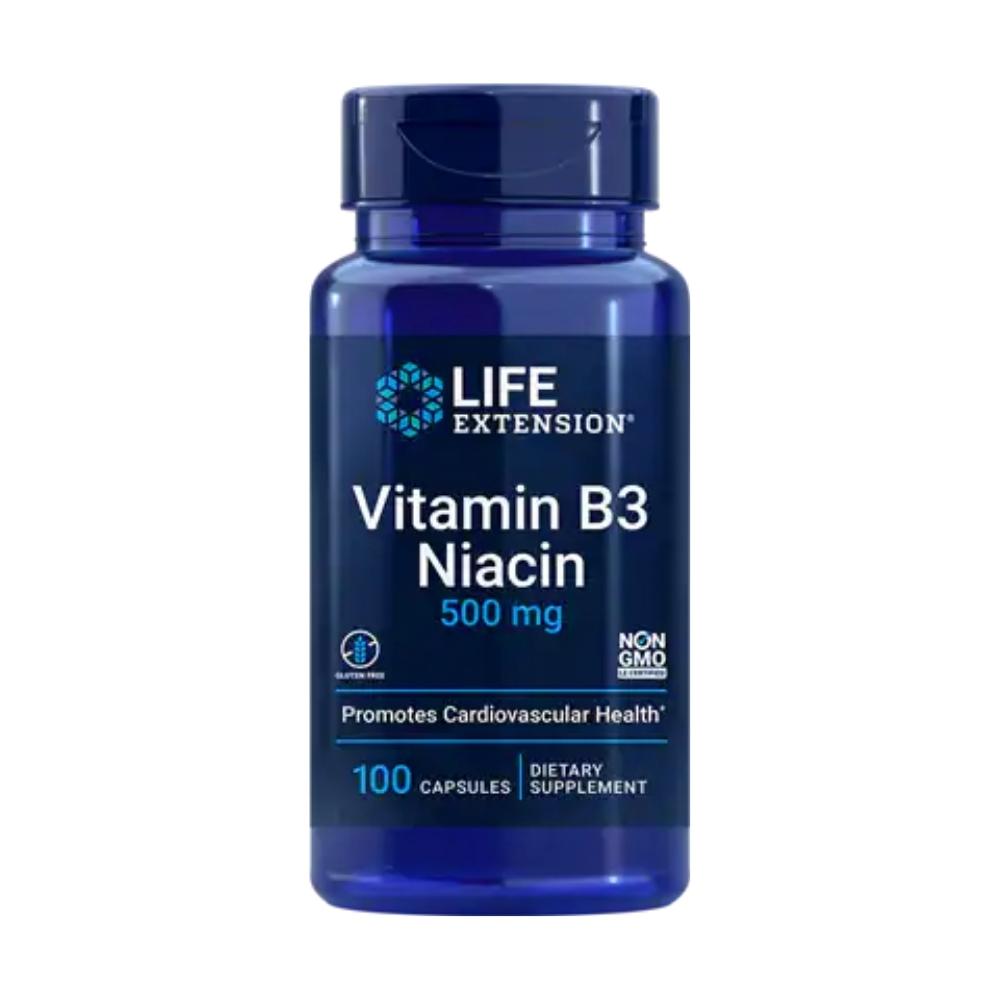 Life Extension Vitamin B3 Niacin 500mg 100 Capsules Vitamins Life Extension