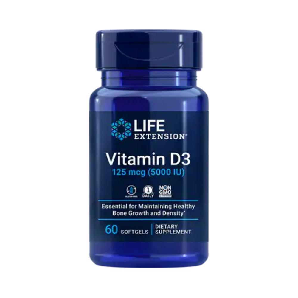 Life Extension Vitamin D-3 5000IU 60 Soft Gels Vitamins Life Extension