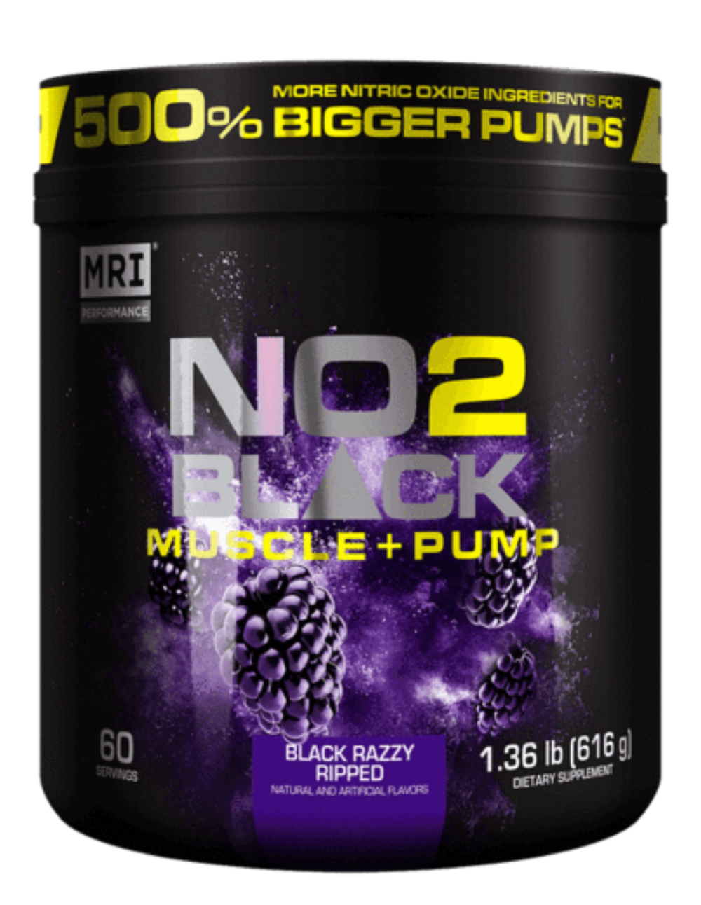 MRI NO2 Black 60 Servings Pre-Workouts MRI Black Razzy Ripped