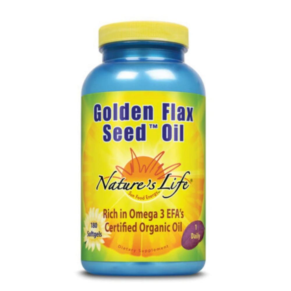 Nature's Life Golden Flax Seed Oil 1000mg 180 Soft Gels Herbs Nature's Life