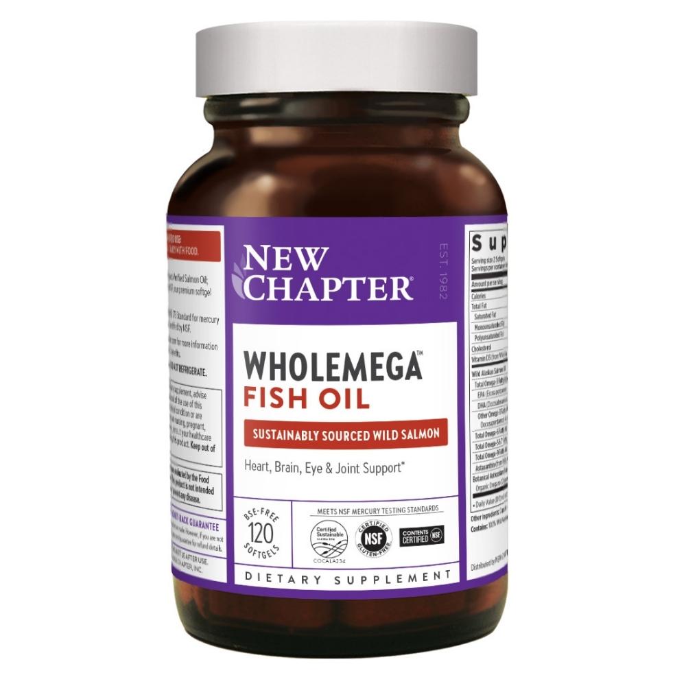 New Chapter WHOLEmega 1000mg 120 Soft Gels Omega Fatty Acids / EFAs New Chapter