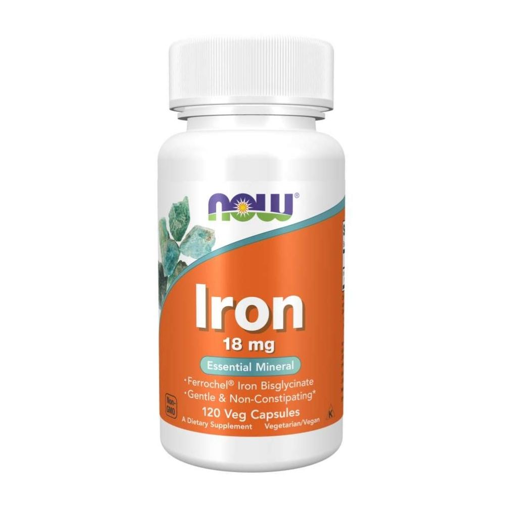 Now Foods Iron 18 Mg Ferrochel(R) 120 Vegetable Capsules Minerals Now Foods