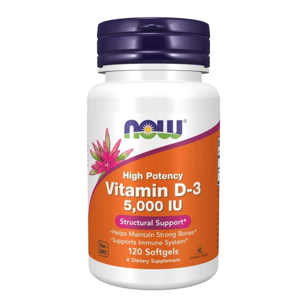 Now Foods Vitamin D-3 5000IU 120 Gels Vitamins Now Foods