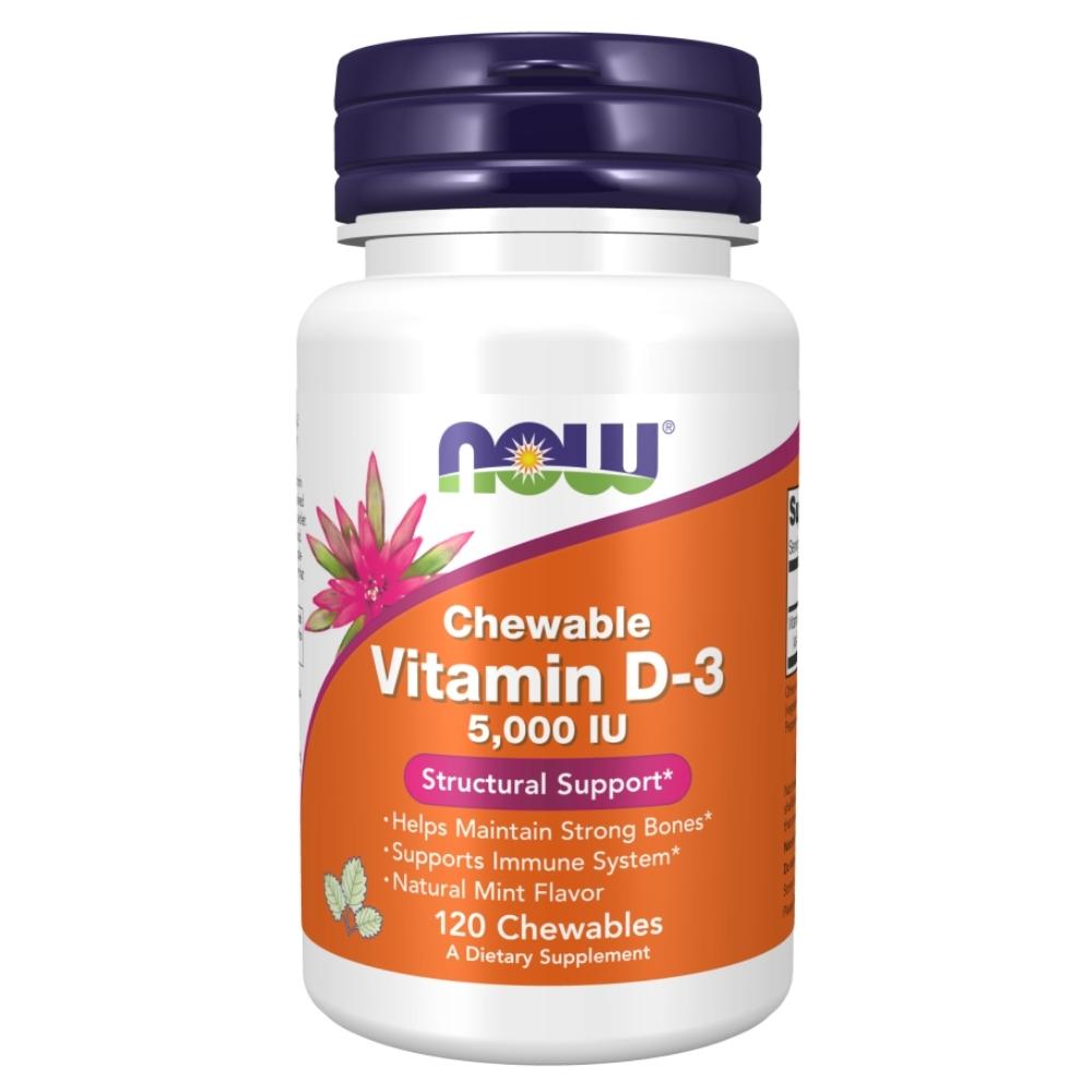 Now Foods Vitamin D3 5000IU MINT 120 Chewables Vitamins & Minerals Now Foods
