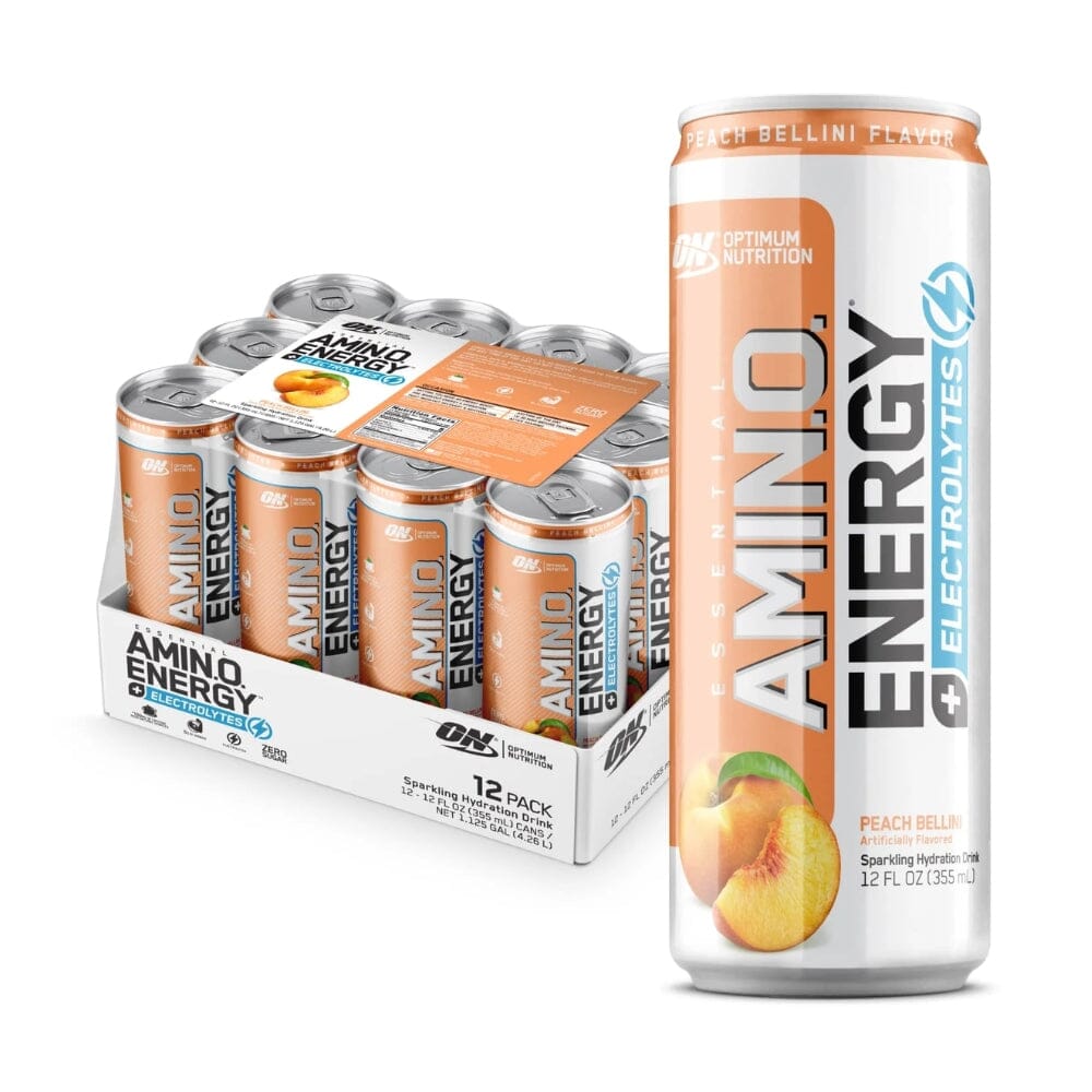 Optimum Nutrition Amino Energy + Electrolytes RTD 12/Case Drinks Optimum Nutrition Peach Bellini