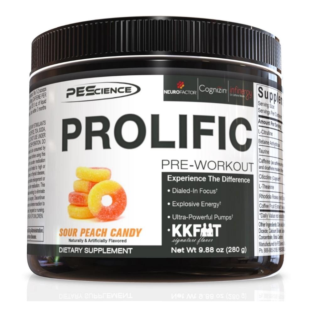PEScience Prolific Pre-Workout 20 Servings Sport Performance / Recovery PEScience Sour Peach Candy