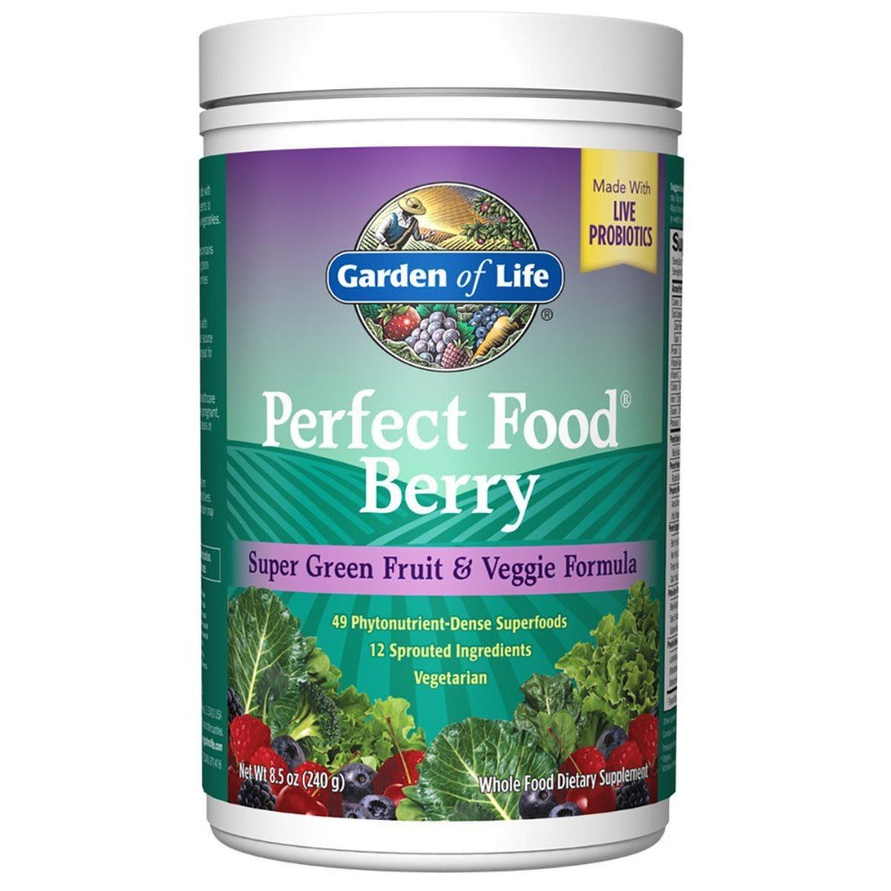 Garden of Life Perfect Food Berry Super Green Fruit and Veggie Formula 240 grams Greens / Super Foods Garden of Life (1058072330283)