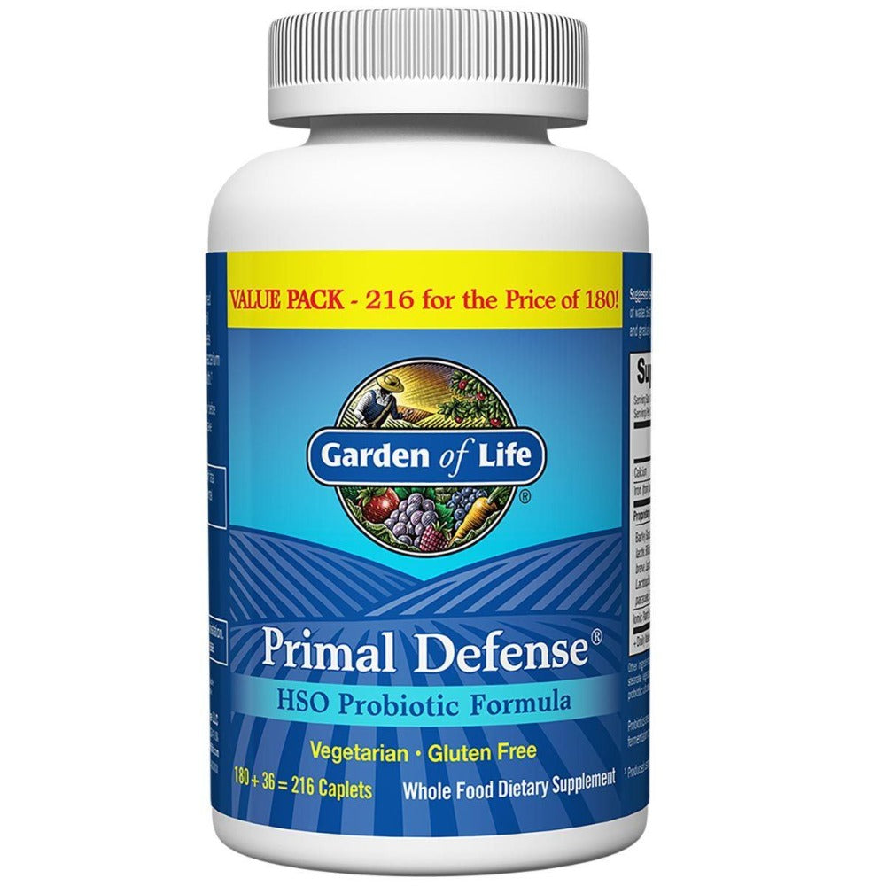 Garden of Life Primal Defense HSO Probiotic Formula (Bonus 20% More Free) 216 Caplets Digestive Health / Probiotics Garden of Life (1058214215723)