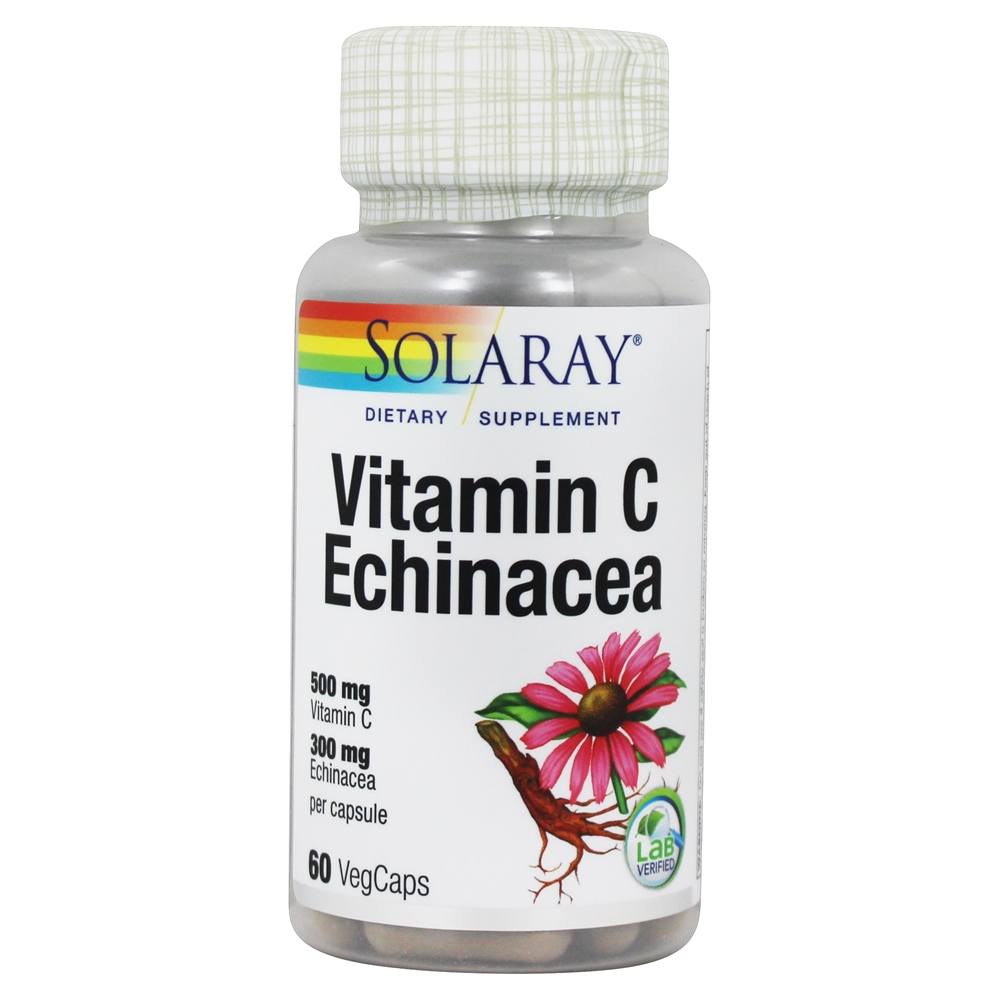 Solaray Vitamin C Echinacea 500mg/300mg 60VC Vitamins & Minerals Solaray