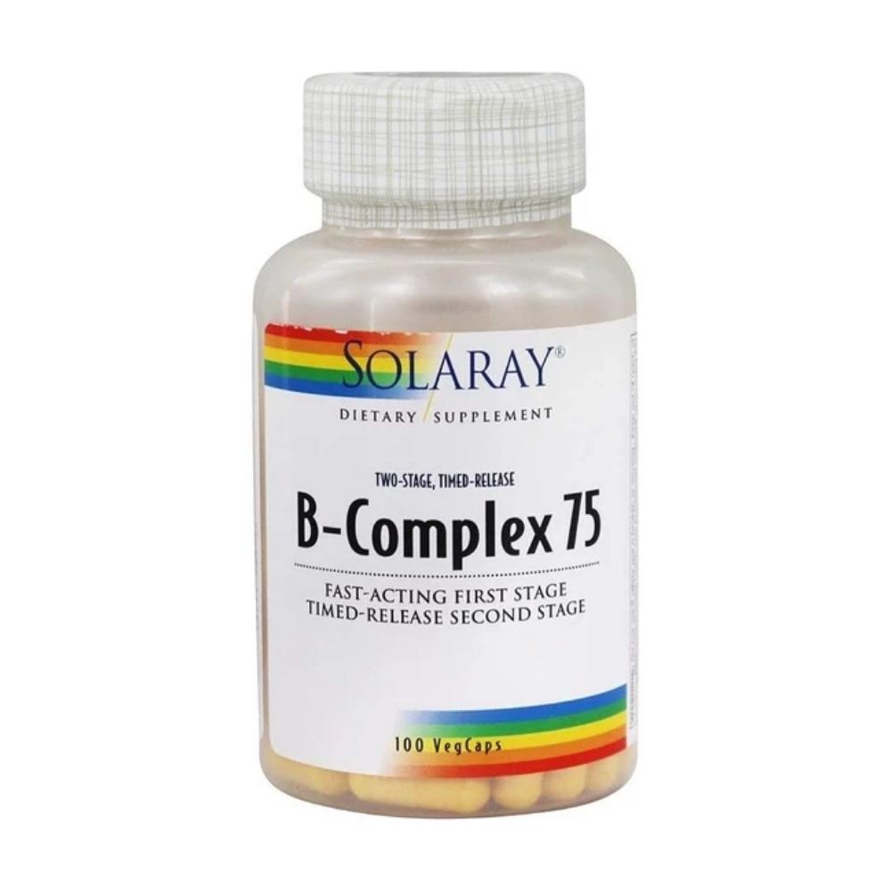 Solaray B-Complex 75 Two Staged, Timed Released 100 Capsules Vitamins Solaray