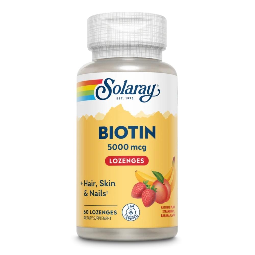 Solaray BIOTIN 5000mcg TANGY 60 Lozenges Vitamins & Minerals Solaray