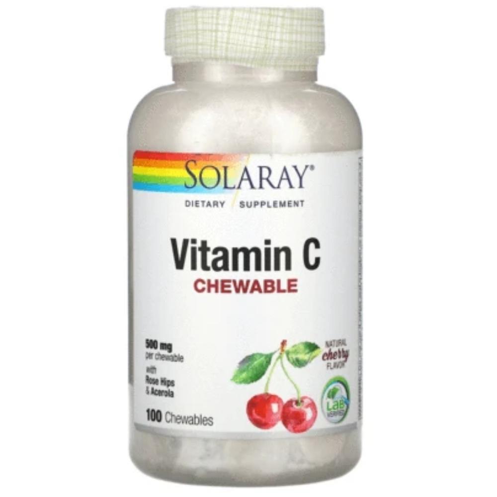 Solaray Chewable Vitamin C Cherry 500mg 100 Chews Vitamins Solaray