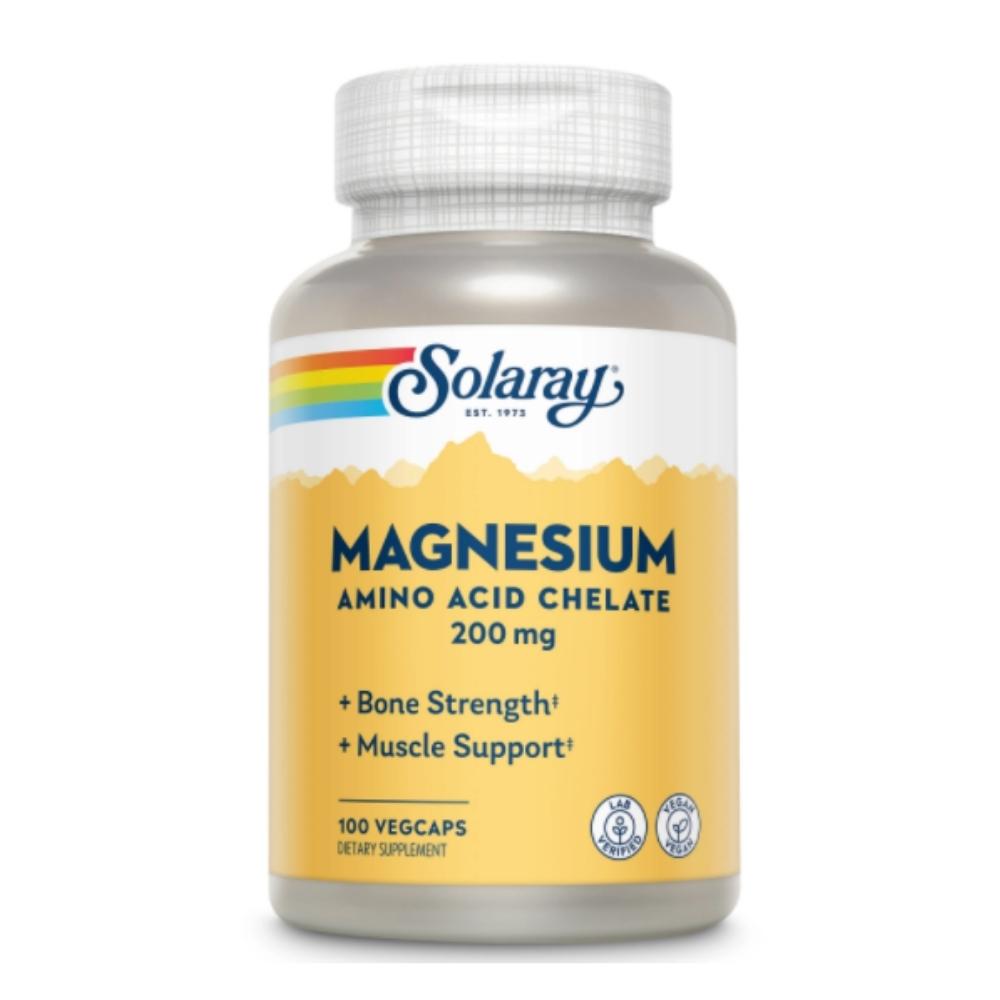 Solaray Magnesium Amino Acid Chelate 200mg 100 Capsules Minerals Solaray
