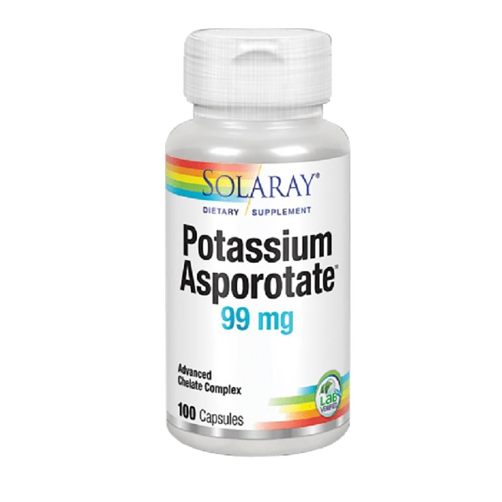 Solaray Potassium Asporotate 99mg 100 Capsules Minerals Solaray