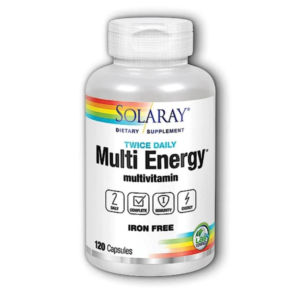 Solaray Twice Daily Multi Energy Iron-Free Multi Vitamin 120 Capsules Vitamins Solaray