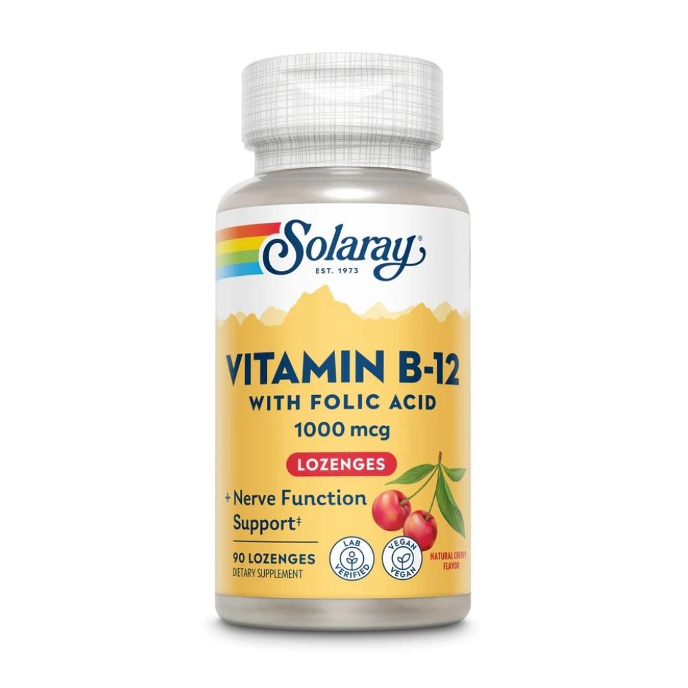 Solaray Vitamin B-12 Cherry 1000mcg 90 Lozenges Vitamins & Minerals Solaray