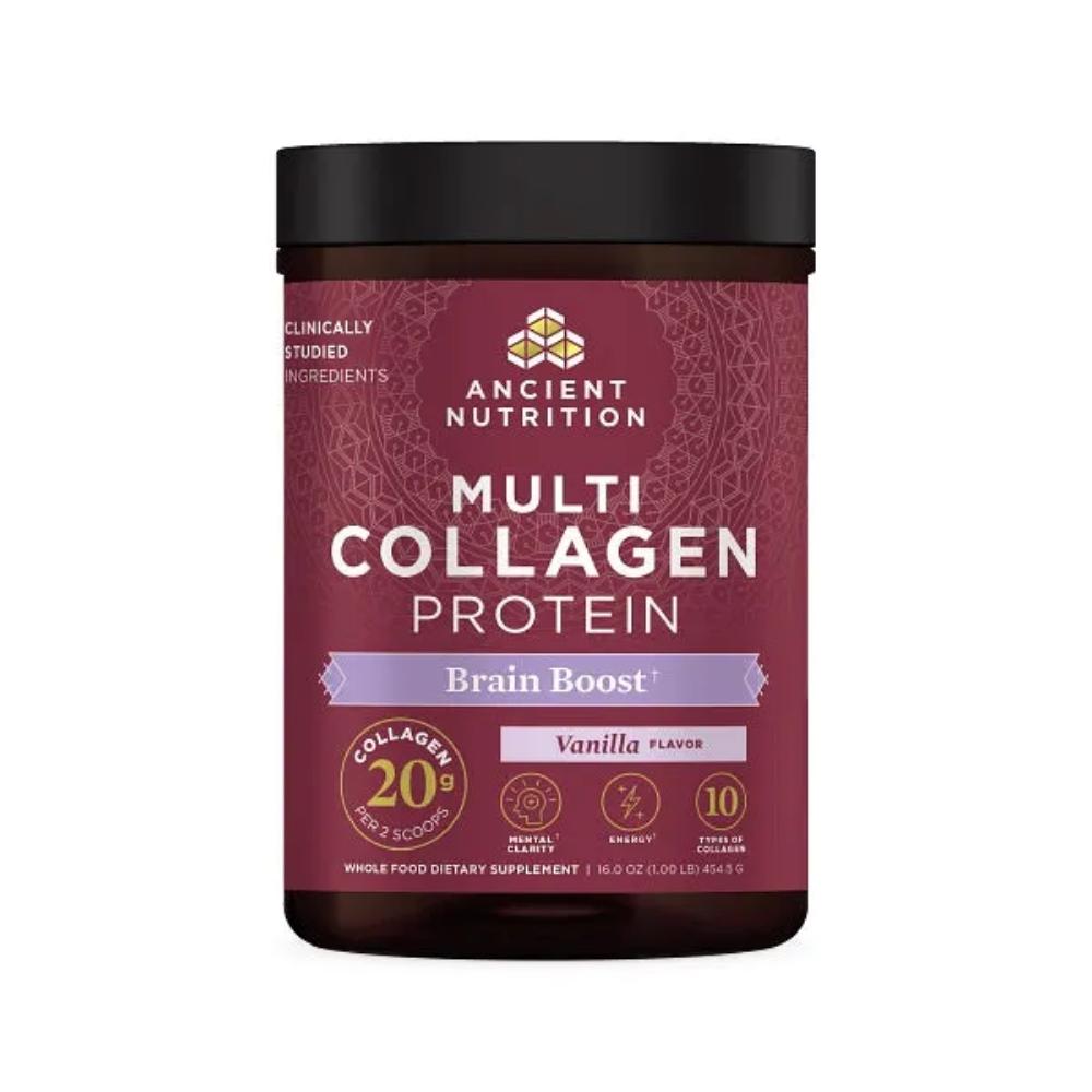 Ancient Nutrition Multi Collagen Protein Brain Boost 45 Servings Vanilla Protein Powders Ancient Nutrition