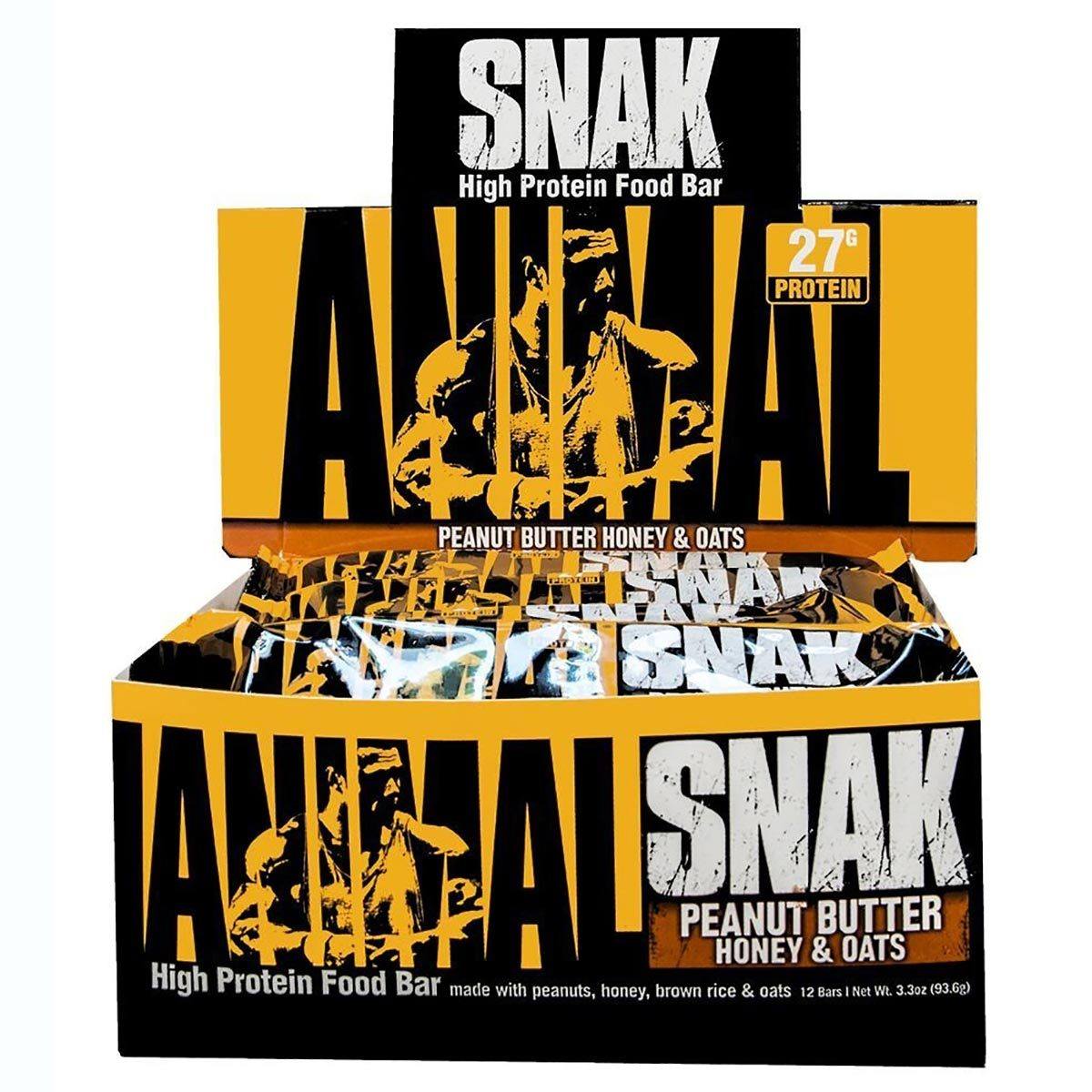 Universal Nutrition Animal Snak Bar 12/Box Foods & Snacks Universal Peanut Butter Honey and Oats (1059344384043)