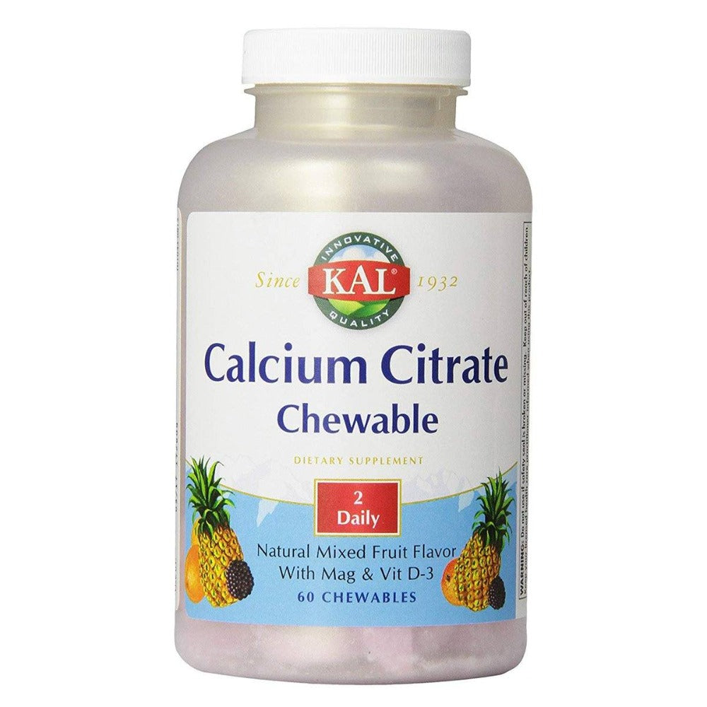 KAL Calcium Citrate Chewables 60 Chewables Mixed Fruit Vitamins & Minerals Kal (1411394699307)