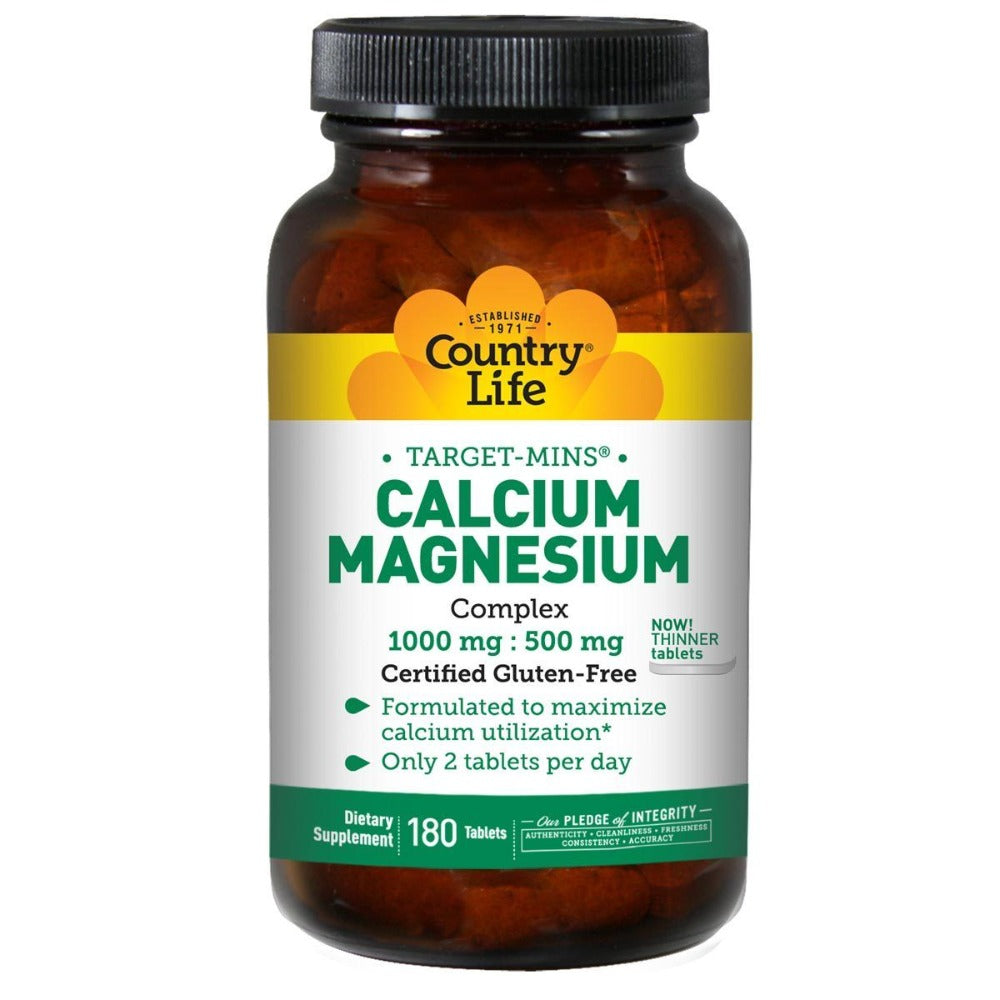 Country Life Calcium-Magnesium Complex 1000 mg/500mg 180 tabs Minerals Country Life (1057871495211)