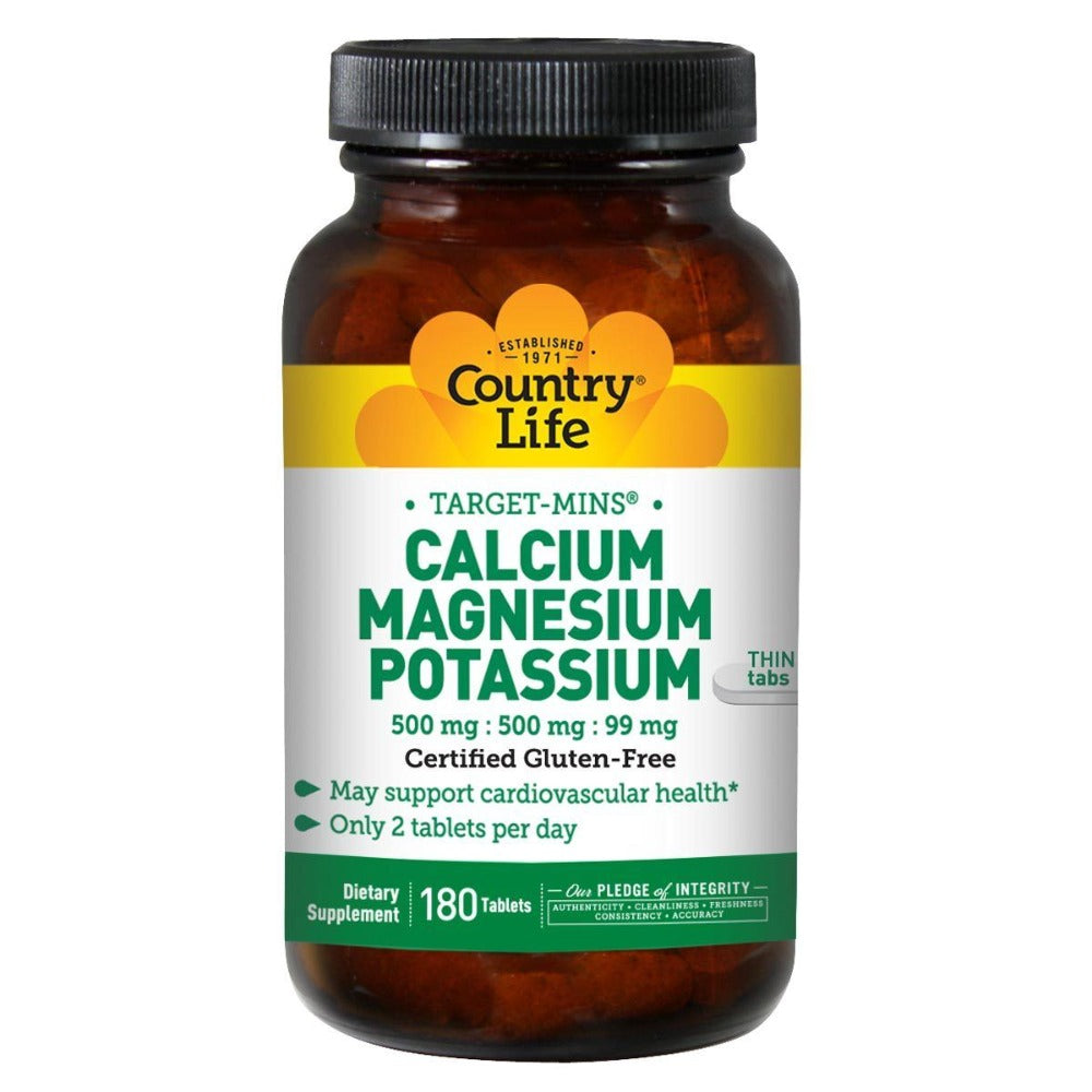 Country Life Calcium-Magnesium-Potassium 180 Tabs Minerals Country Life (1057871626283)
