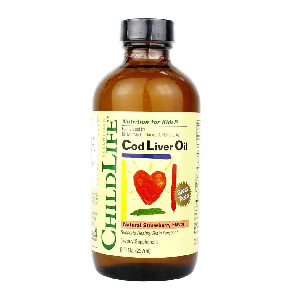 ChildLife Cod Liver Oil Strawberry 8 Fl Oz Omega Fatty Acids / EFAs ChildLife (1059075883051)