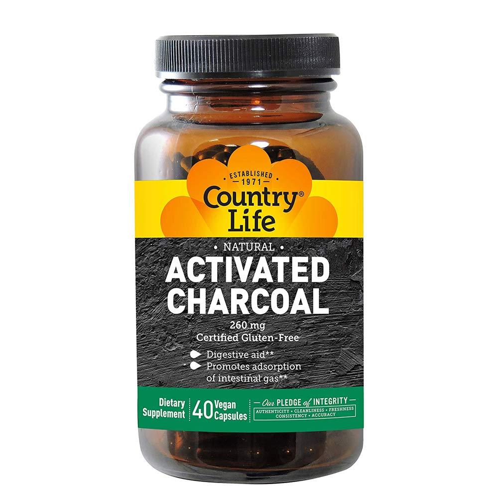 Country Life Activated Charcoal Coconut 260mg 40 Capsules Specialty Health Products Country Life (4356301324353)