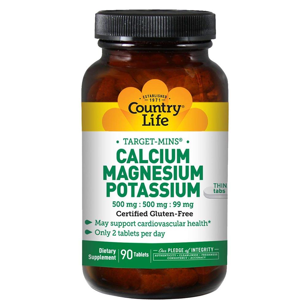 Country Life Calcium Magnesium Potassium 500mg 90T Vitamins & Minerals Country Life (1766714933291)