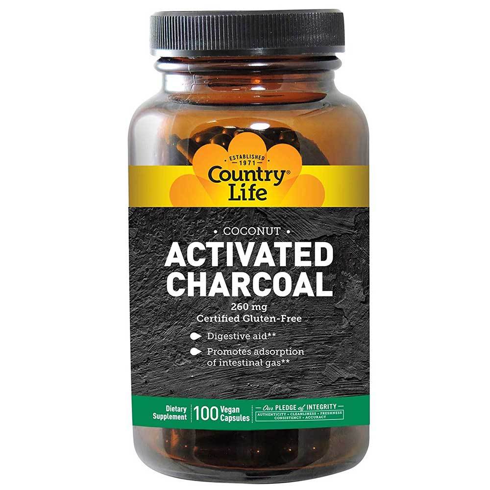 Country Life Activated Charcoal Coconut 260mg 100VC Digestive Health Country Life (1766707888171)