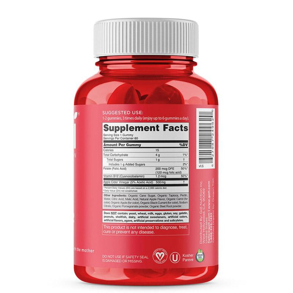 Goli Apple Cider Vinegar 60 Gummies Specialty Health Products Goli Nutrition