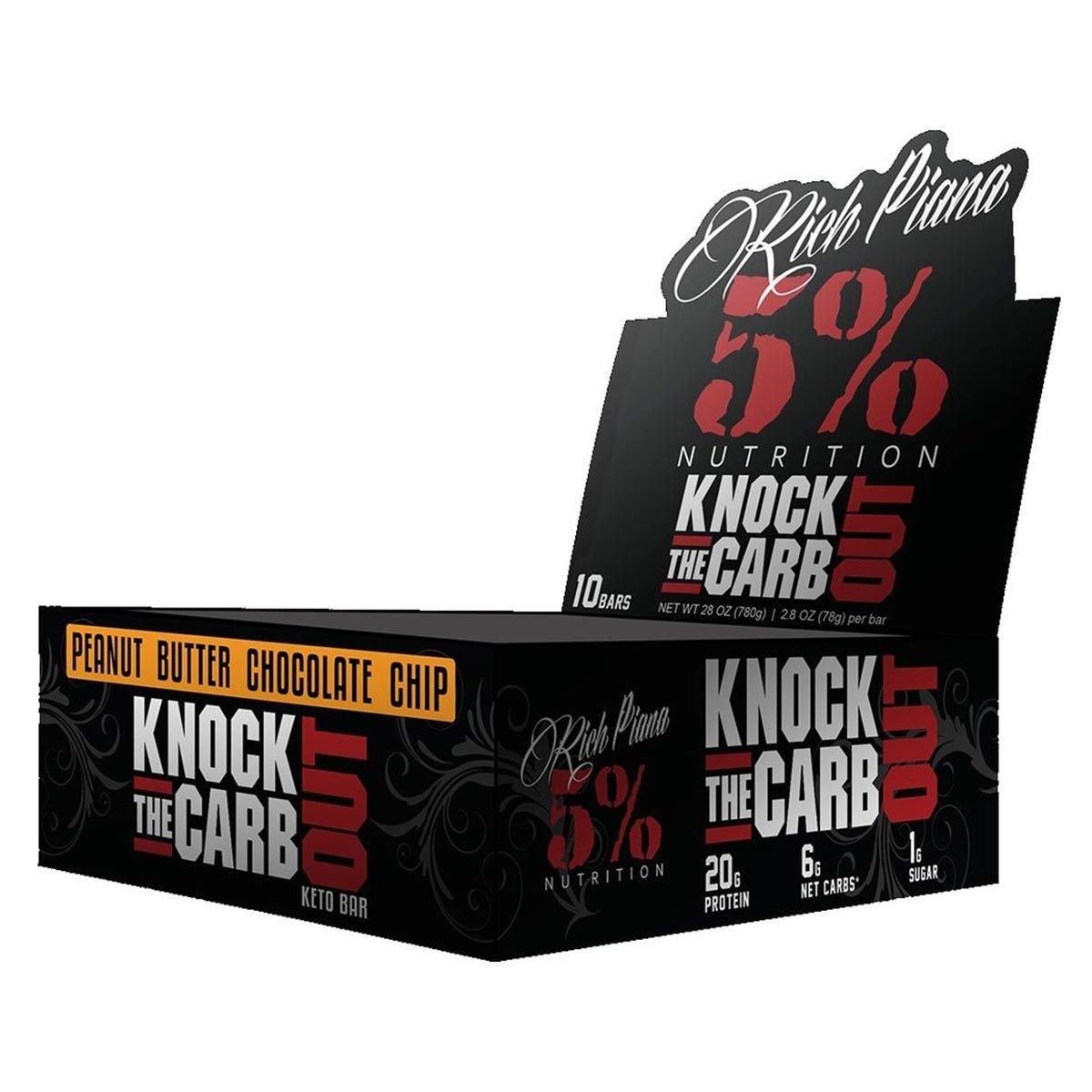5% Nutrition Knock The Carb Out 10/Box Bars 5% Nutrition Peanut Butter Chocolate Chip (1528464506923)