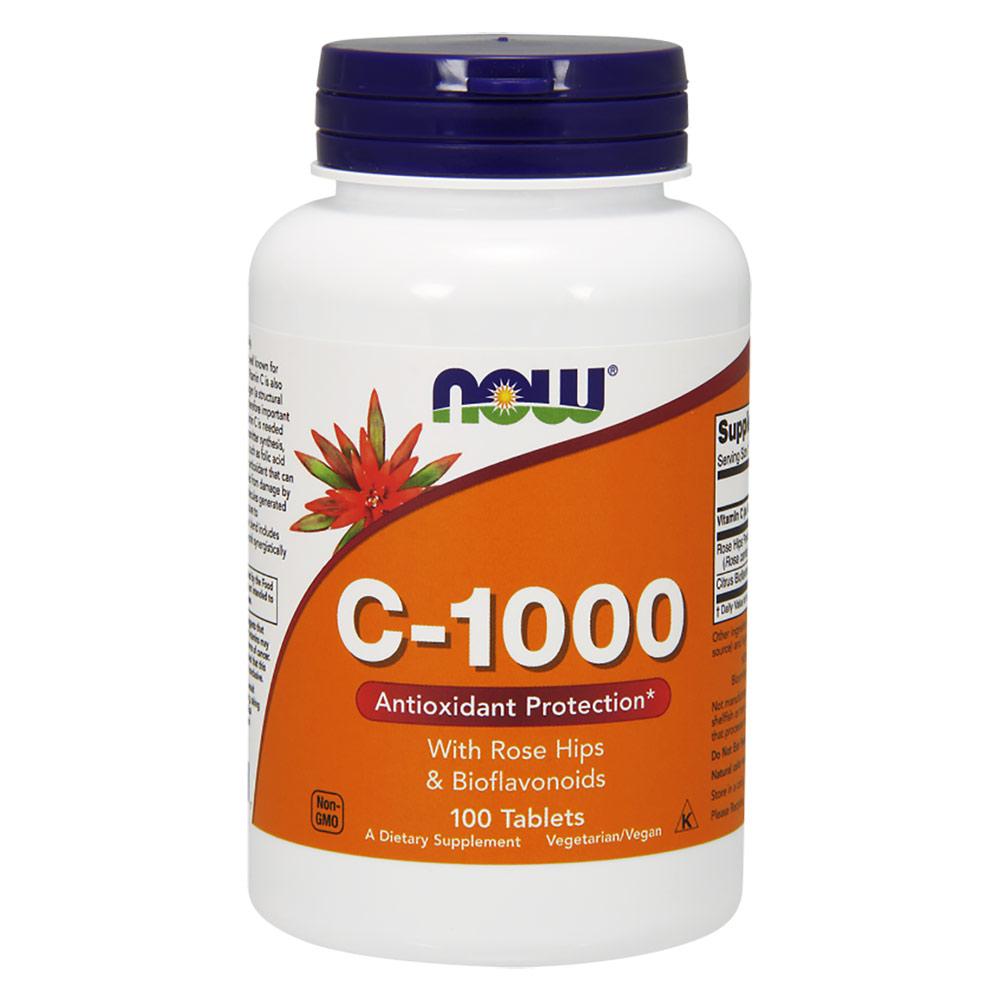 Now Foods C-1000 with Rose Hips 100 Tablets Antioxidants / CoQ-10 Now Foods (1059127754795)