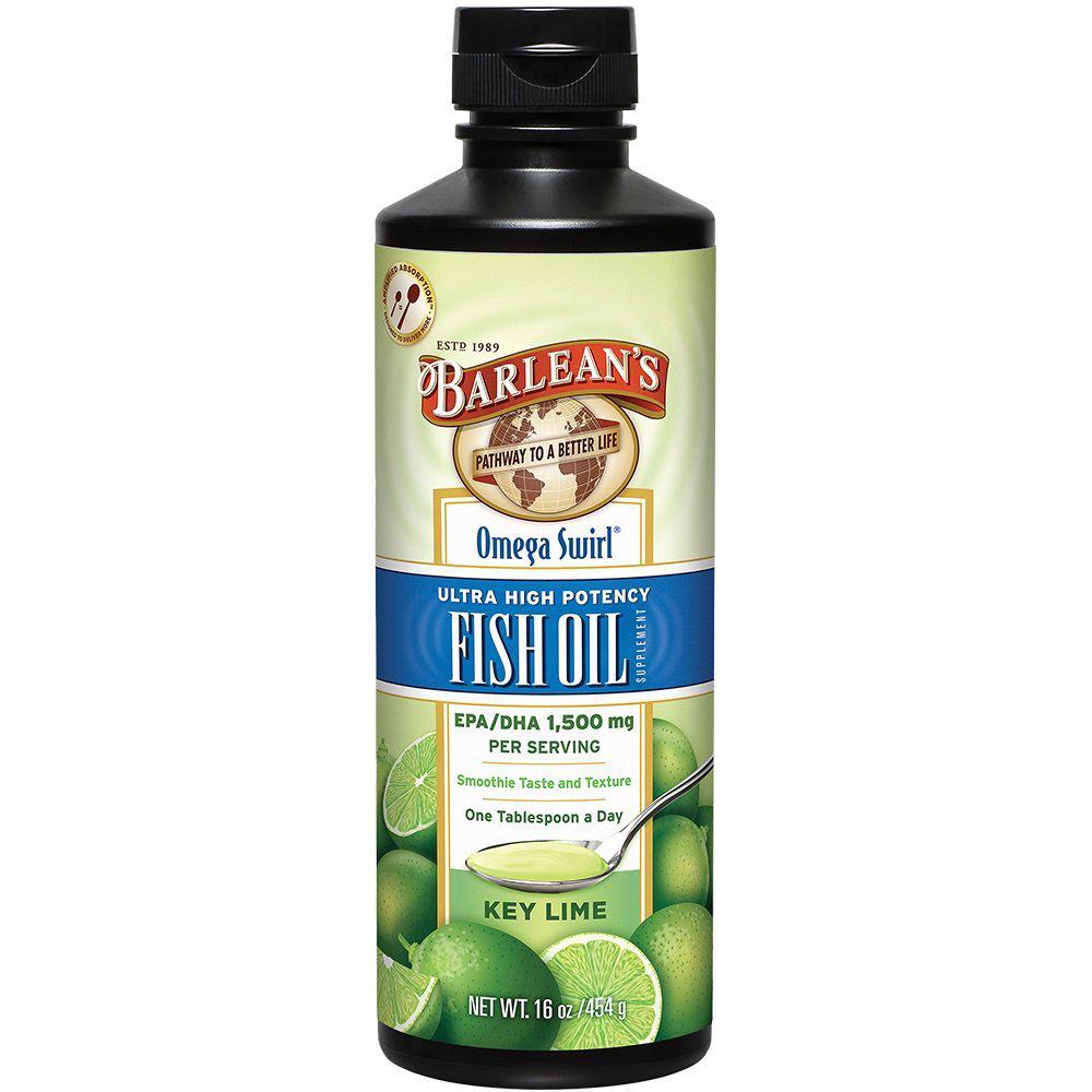 Barlean's Omega Swirl Ultra High Potency Omega-3 Fish Oil Supplement Key Lime 16 Fl Oz Omega Fatty Acids / EFAs Barlean's (1059092004907)