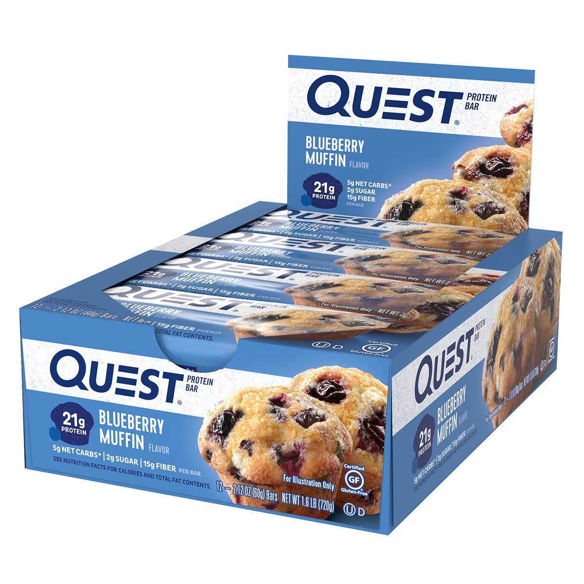 Quest Nutrition Quest Bar Protein Bar 12/Box Top 50 Quest Nutrition Blueberry Muffin (1058690433067)