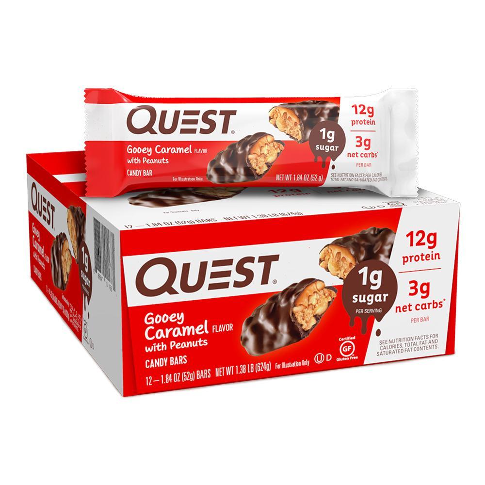 Quest Gooey Caramel with Peanuts Candy Bars 12/box Bars Quest Nutrition